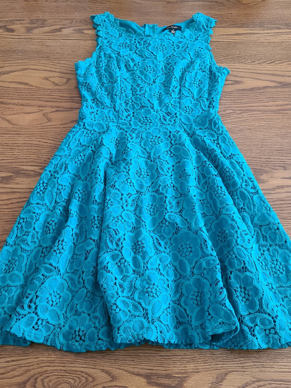 City Studio Teal Lace Dress